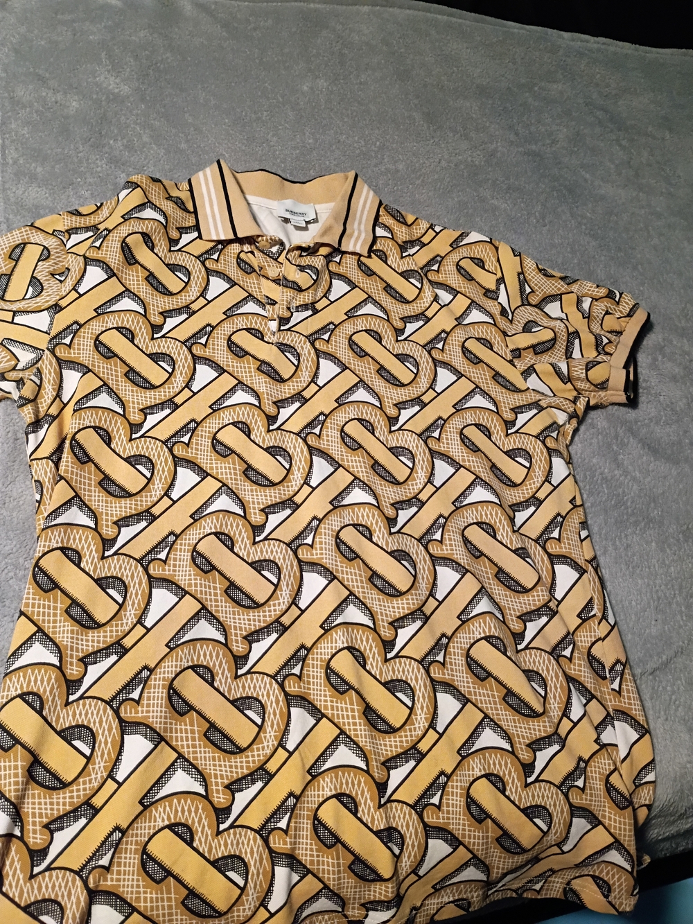 Men's BURBERRY. Short Sleeve Polo Shirt in Beige Pattern